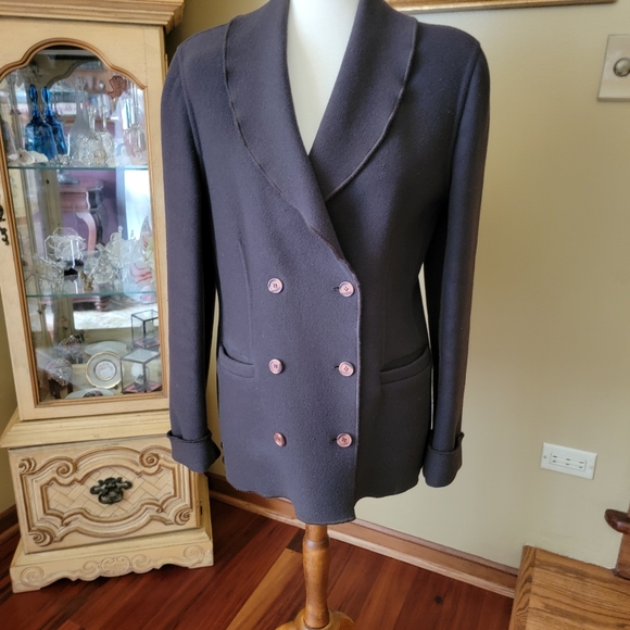 GIORGIO ARMANI WOOL/CASHMERE DOUBLE-BREAST BLAZER - Picture 2 of 16